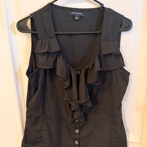 Banana Republic Elegant Black Ruffle Blouse